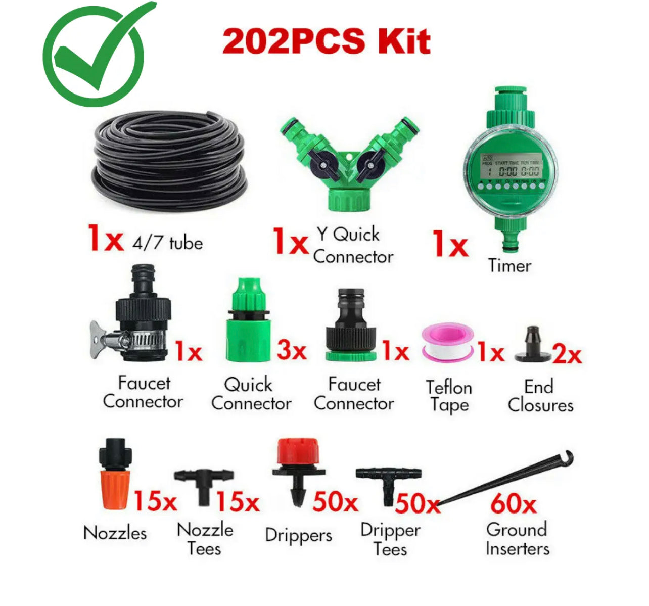 50M Hose Garden Irrigation System with Timer Plant Watering DIY Micro Drip Kits