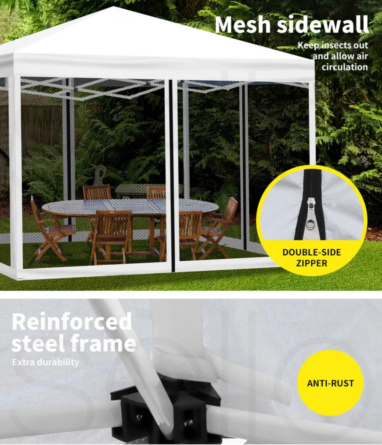 Mountview Gazebo 3x3 Marquee Pop Up Tent Outdoor Canopy Wedding Mesh Side Wall