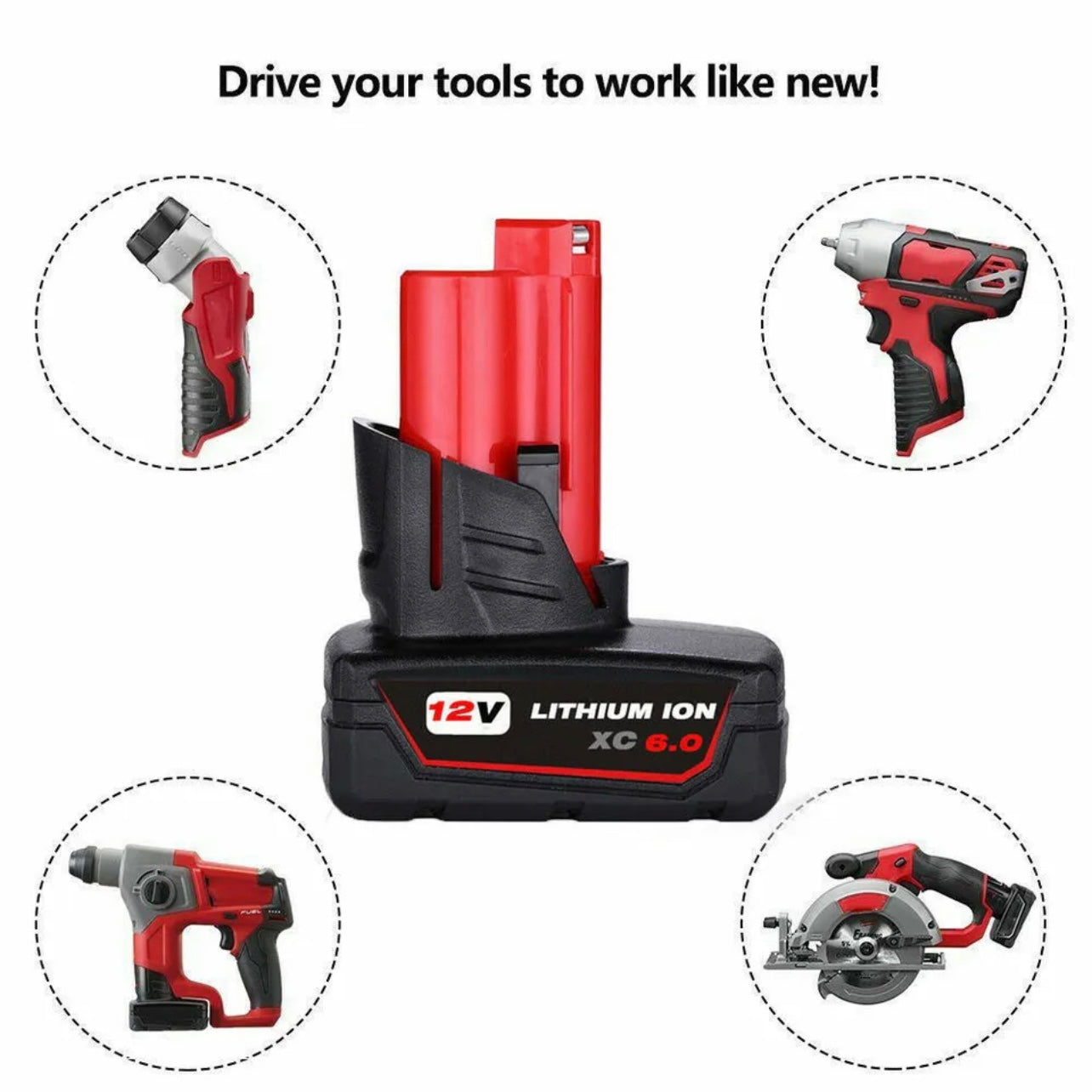 12V Pack For Milwaukee M12B6 Lithium M12 Battery M12B5 48-11-2440 Cordless