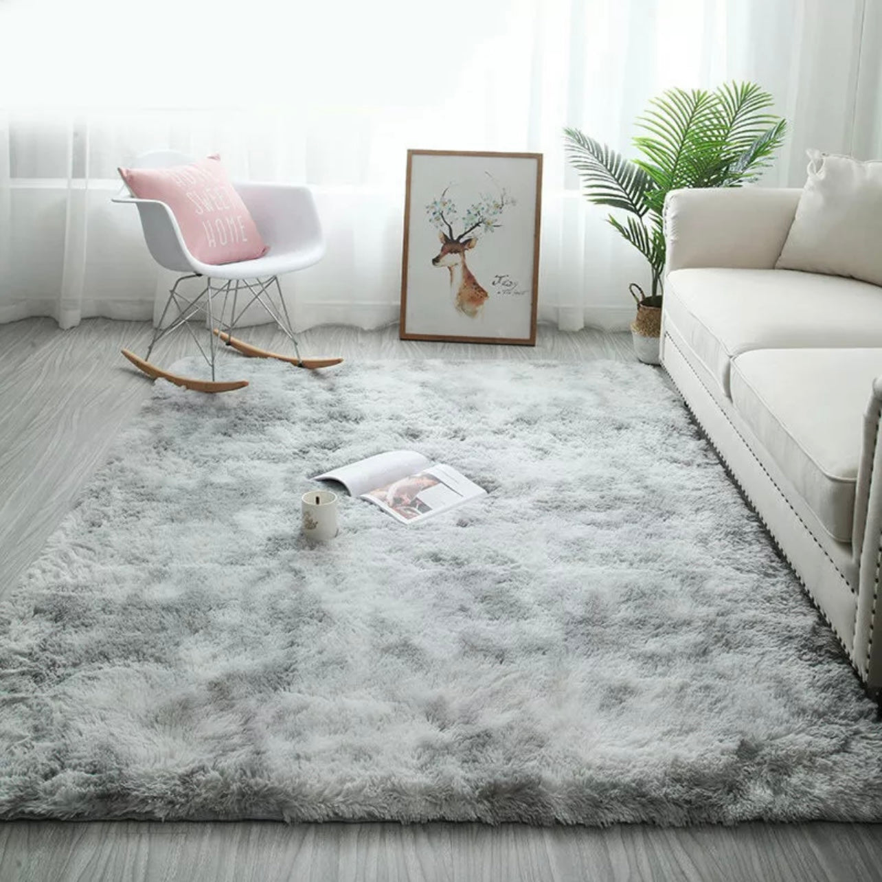 Rectangle Area Rugs Soft Fluffy Shaggy Carpet Bedroom Living Room Floor Pads Mat