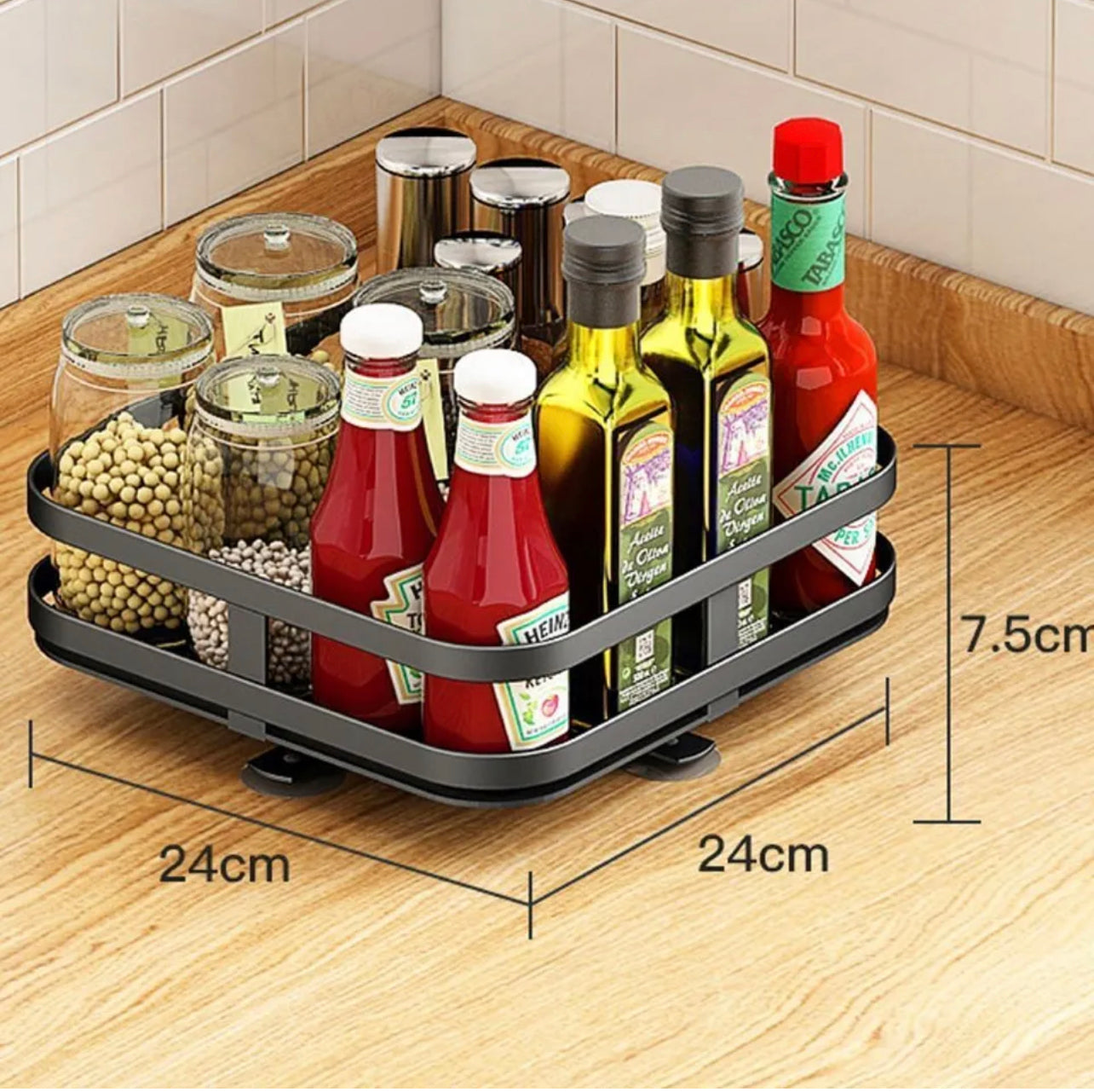 Viviendo Square Rotating Kitchen Storage Spice Organiser Rack Pantry Bathroom