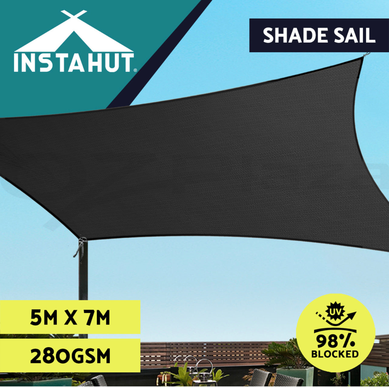 Instahut Shade Sail Cloth Rectangle Sun Awning Shadecloth Heavy Canopy 280gsm