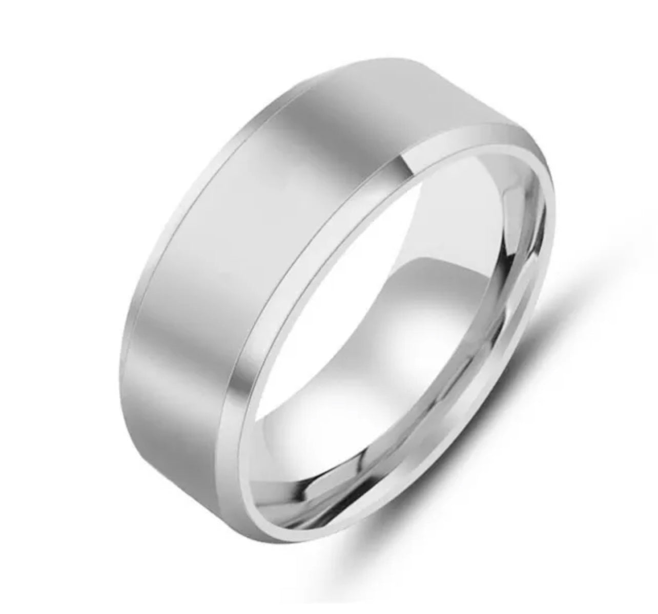 Titanium Stainless Steel 8mm Brushed Finish Men Women Wedding Band Comfort Ring