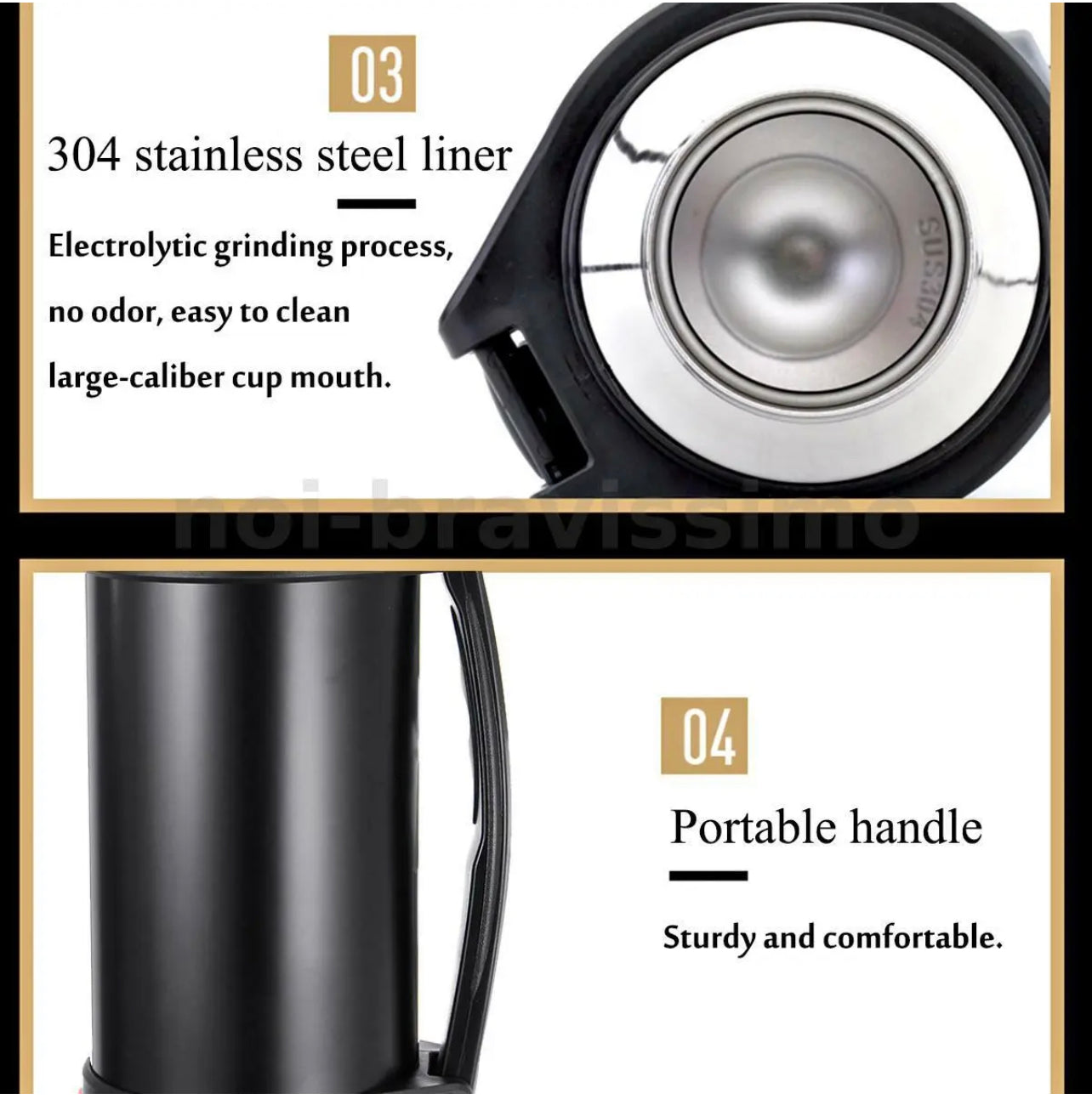 2000ML Stainless Steel Water Bottle Double Wall Insulated Drink Cup Flask Sport