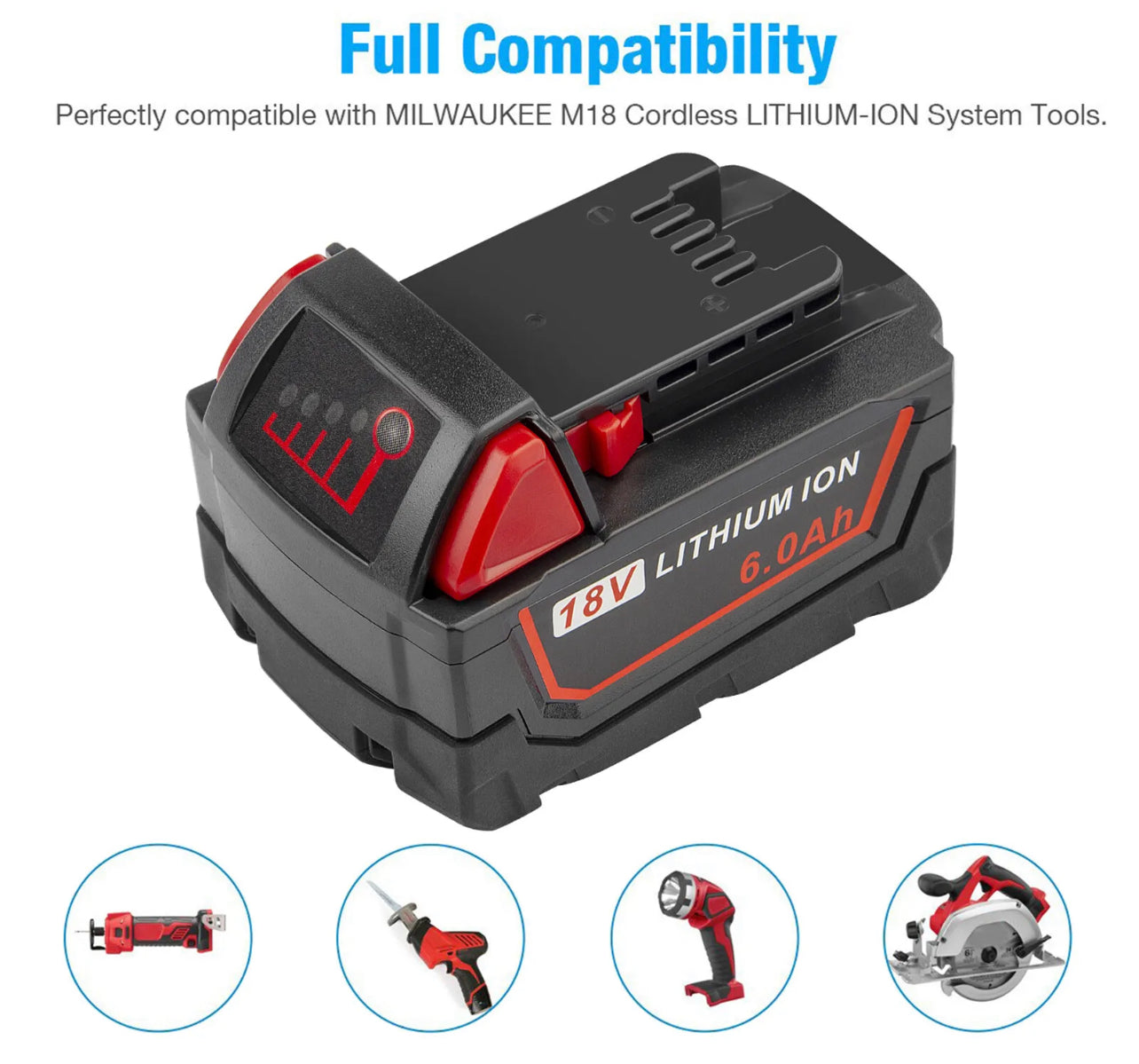 2X For Milwaukee M18 Lithium XC 6.0 Ah 18V Extended Capacity Battery 48-11-1860