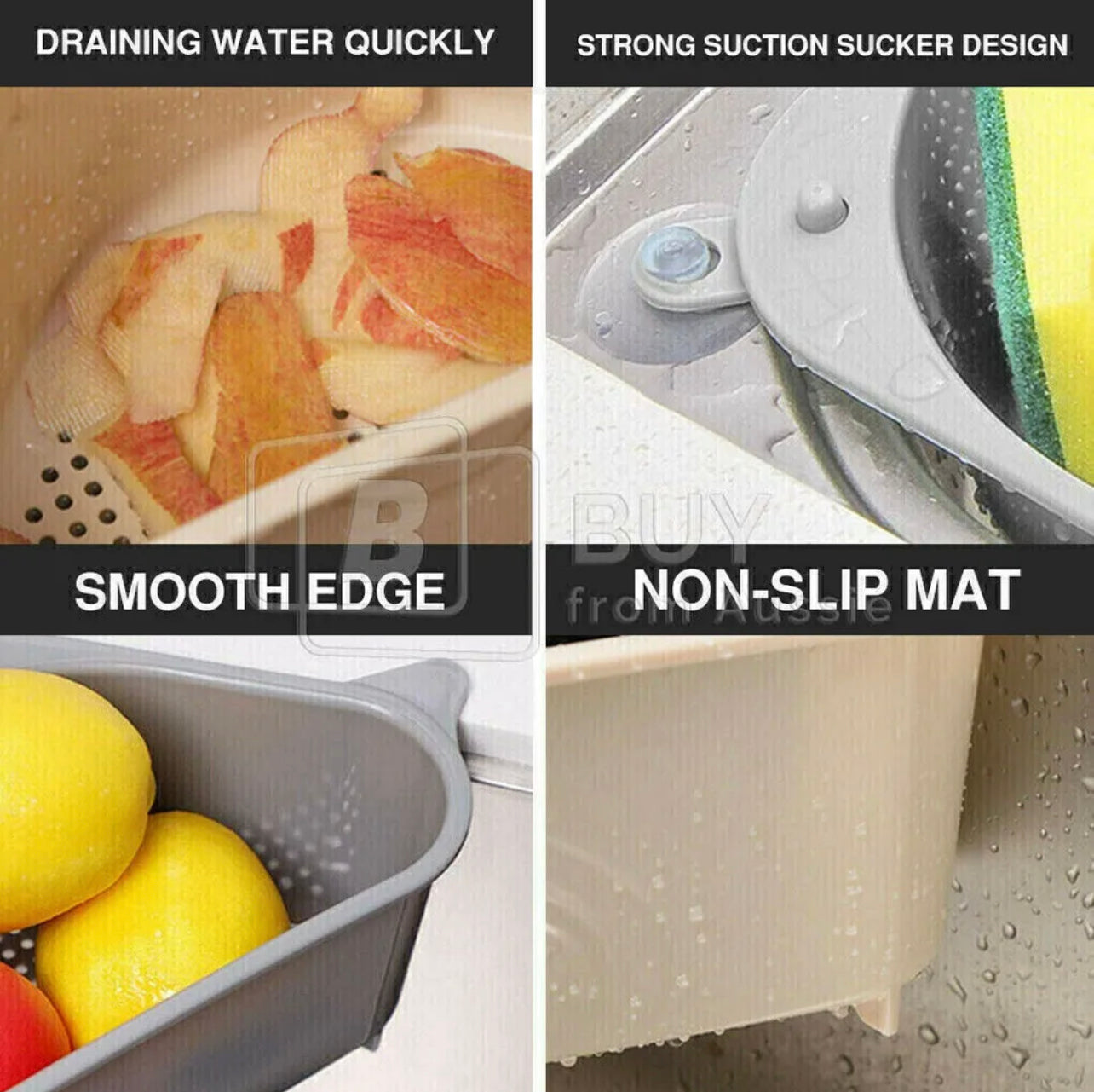 Triangle Sink Kitchen Storage Drain Basket Rack Shelf Holder Strainer Organizer +free filter bag