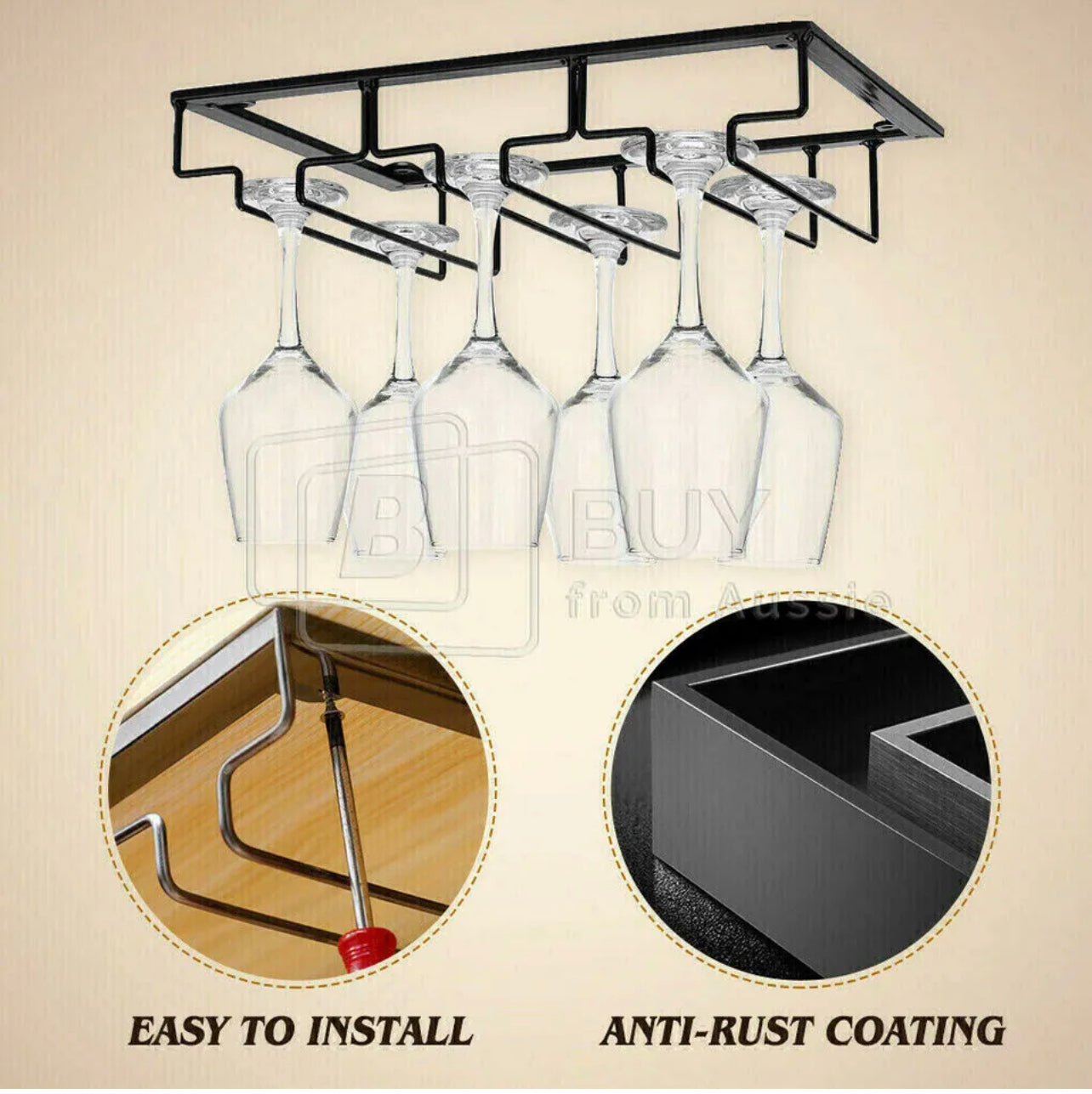 8/7/6/5/4/3 Slots Wine Glass Rack Holder Hanger Hanging Bar Storage Drying Rack