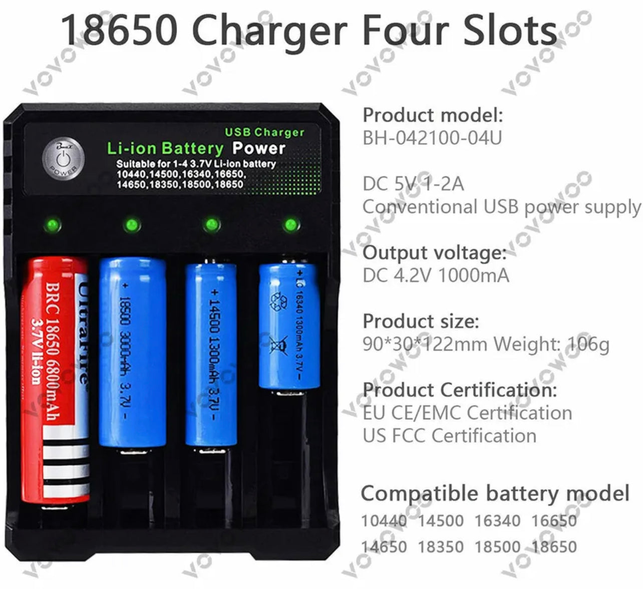 18650 Battery Charger Smart 4 Slots For Rechargeable Li-Ion FAST Charge AU PLUG