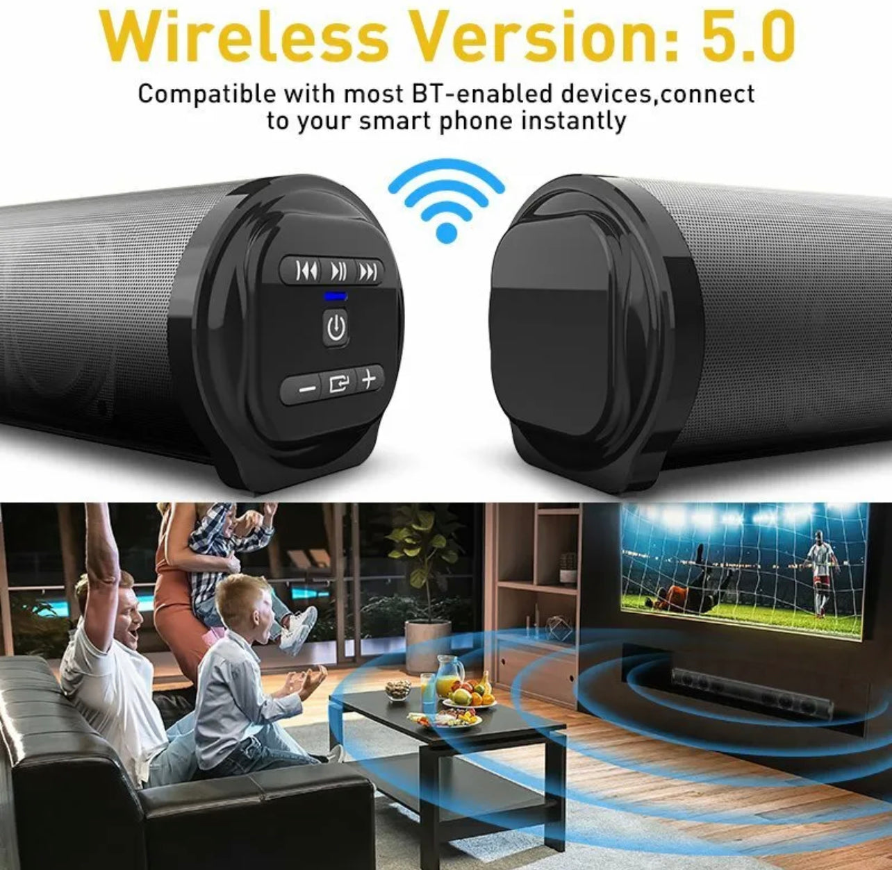 23" Wireless Bluetooth 5.0 Sound Bar Stereo Speaker System TV Theater Subwoofer