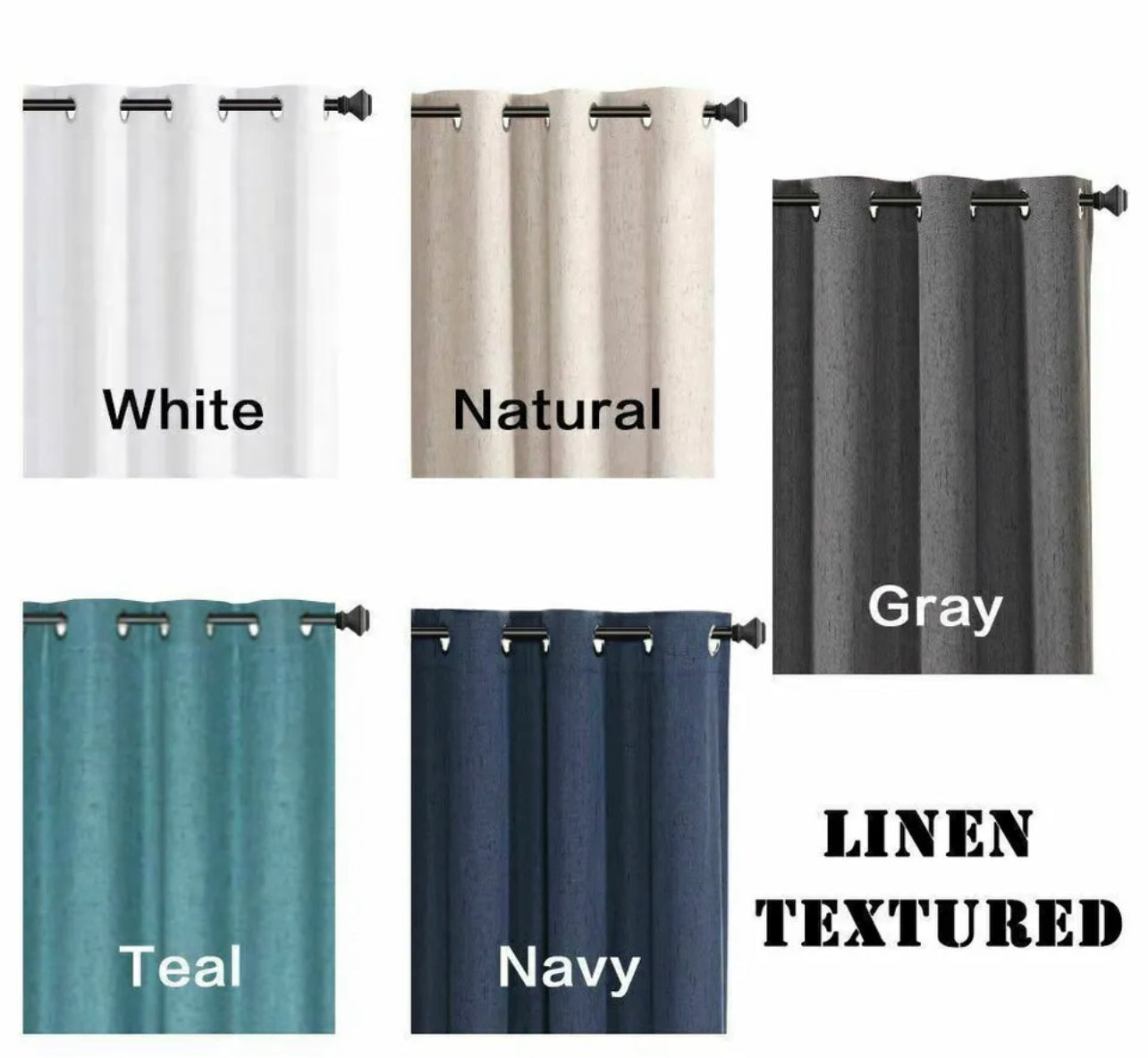 2x 100% Blackout Curtains Pair Rich Linen Textured Curtain Draperies for Bedroom