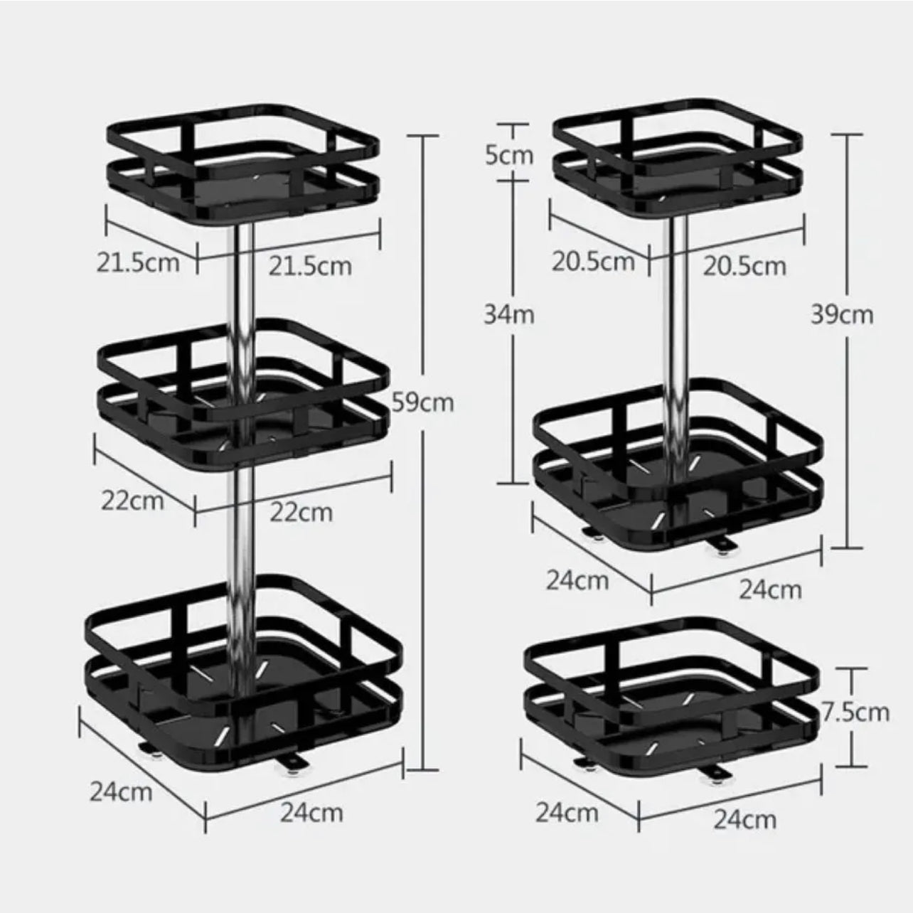 Viviendo Square Rotating Kitchen Storage Spice Organiser Rack Pantry Bathroom