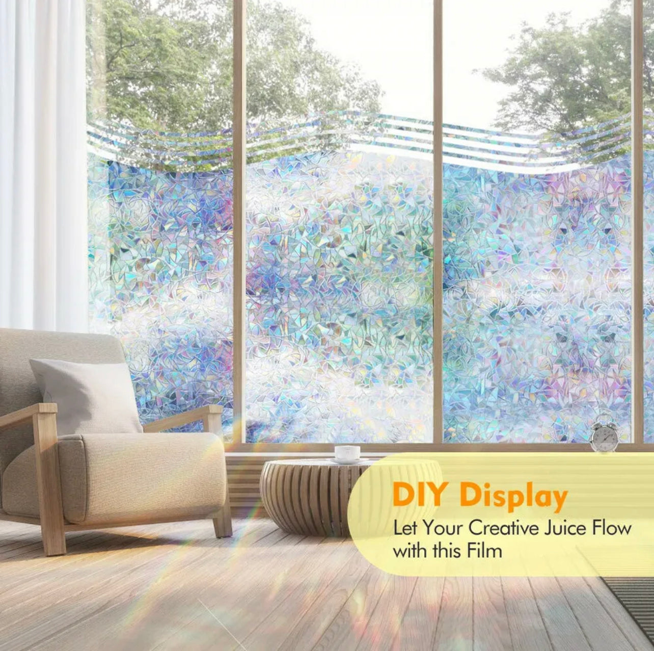 Rainbow Translucent Window Film Print Sticker Cling Stained Glass UV Block Gift