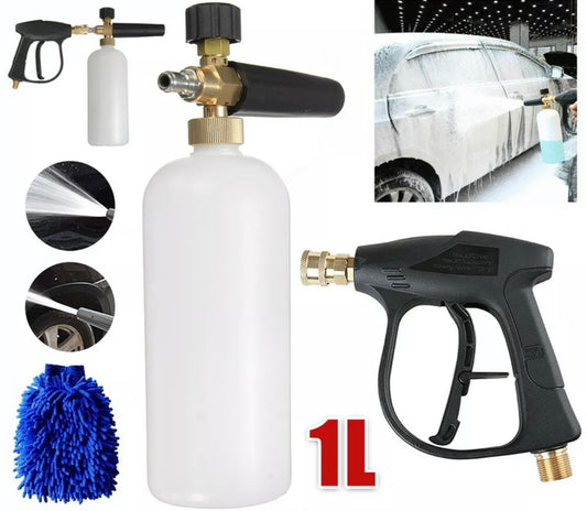 High Pressure Snow Foam Washer Gun Jet Car Wash Lance Cannon 1L Spray Bottle Kit