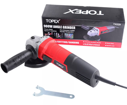 Heavy Duty Topex 900W 125mm 5” Angle Grinder with Side Handle Protection Switch