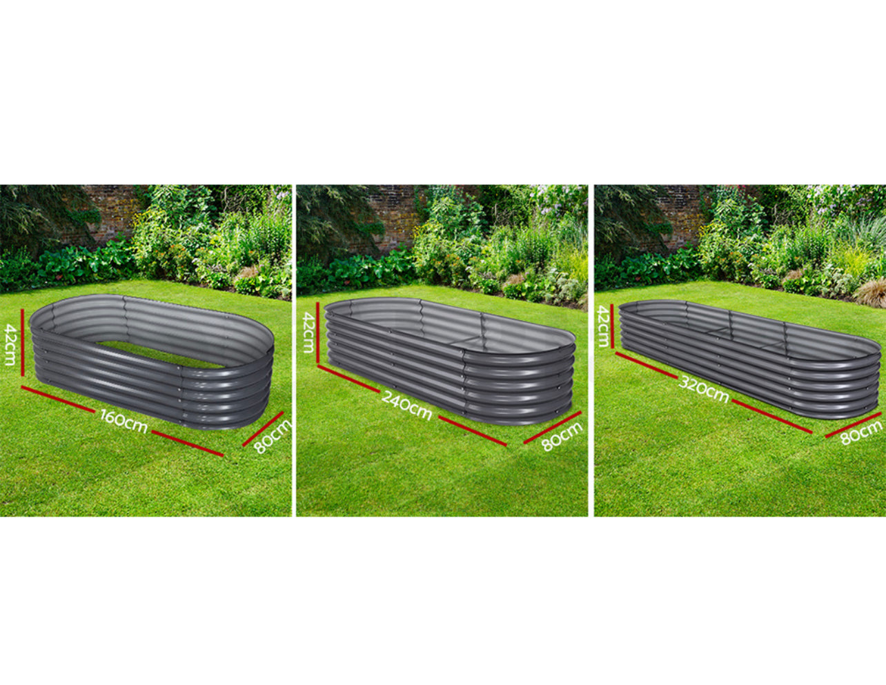 Greenfingers Garden Bed Kit Galvanised Steel Raised Garden Beds Kit Planter Oval