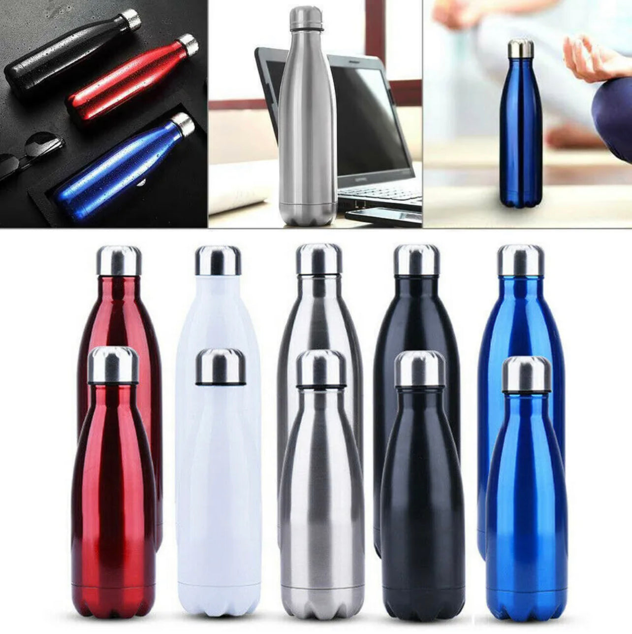 Thermos Vacuum Flask Insulated Drink Water Bottle Stainless Steel Double Wall