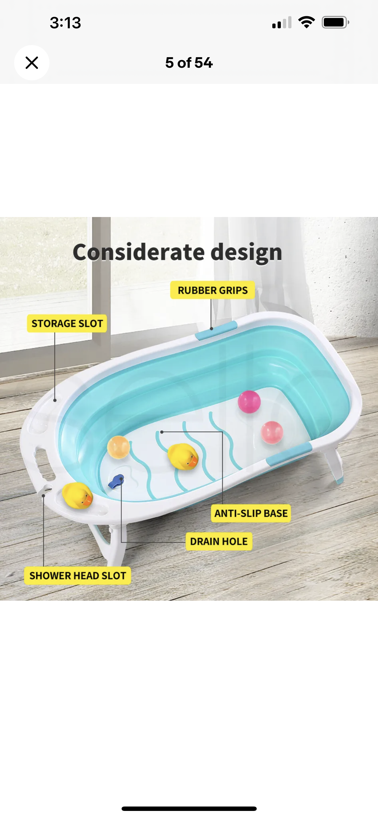 Baby Bath Tub Infant Toddlers Foldable Bathtub Folding Safety Bathing Shower