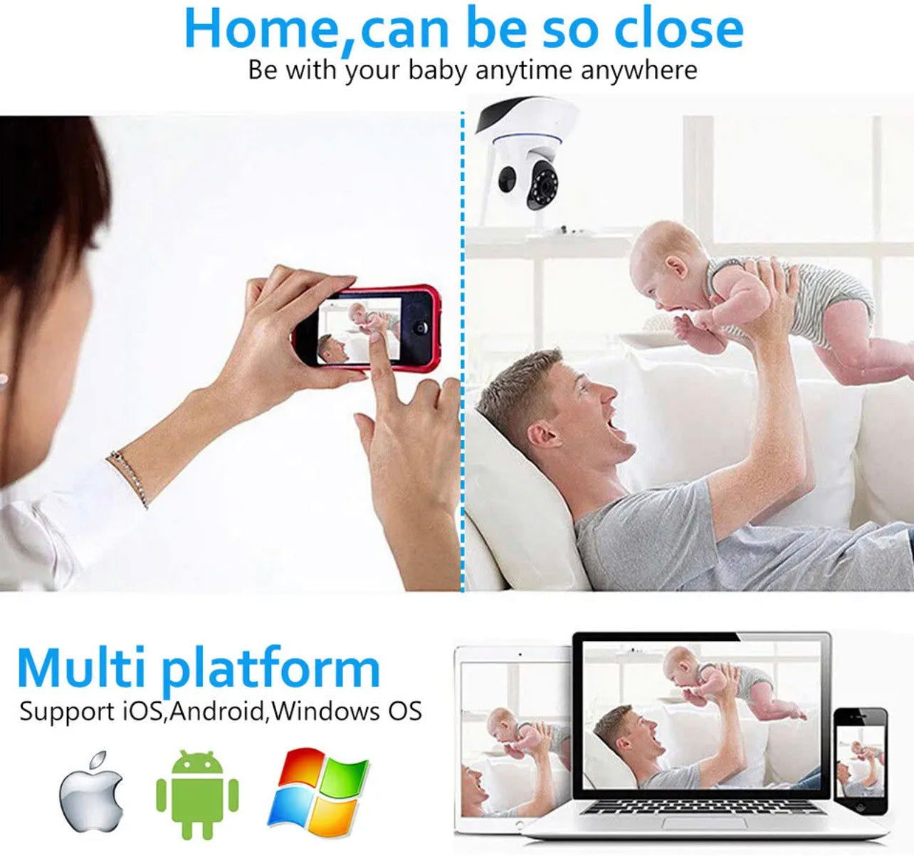 WiFi Security Camera Wireless Baby Monitor HD IP Home Surveillance CCTV System