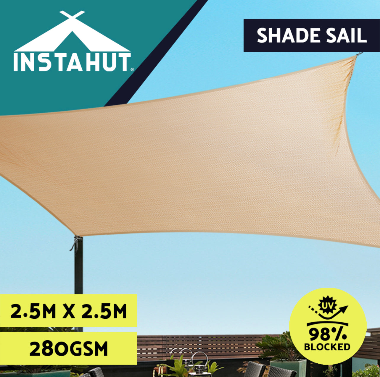 Instahut Shade Sail Cloth Rectangle Sun Awning Shadecloth Heavy Canopy 280gsm