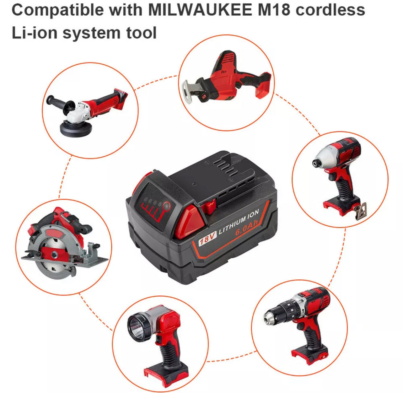 2X For Milwaukee M18 Lithium XC 6.0 Ah 18V Extended Capacity Battery 48-11-1860