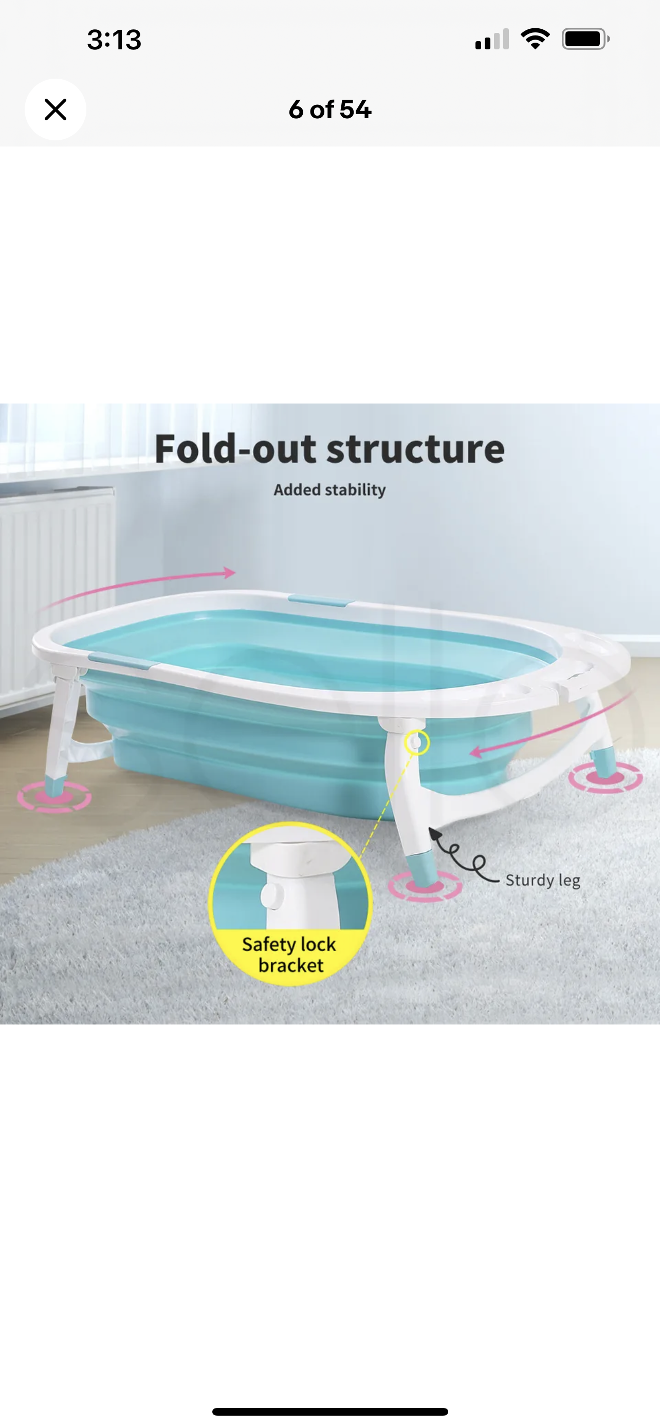 Baby Bath Tub Infant Toddlers Foldable Bathtub Folding Safety Bathing Shower