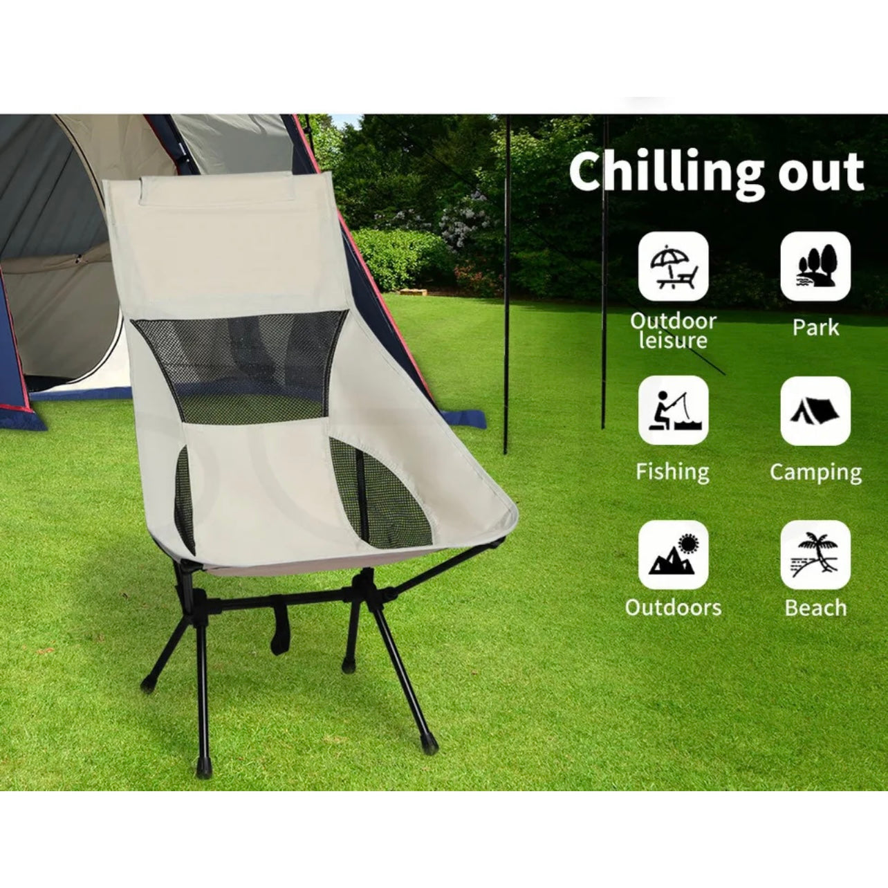 Camping Chair Folding Outdoor Portable Lightweight Fishing Chairs Beach Picnic L