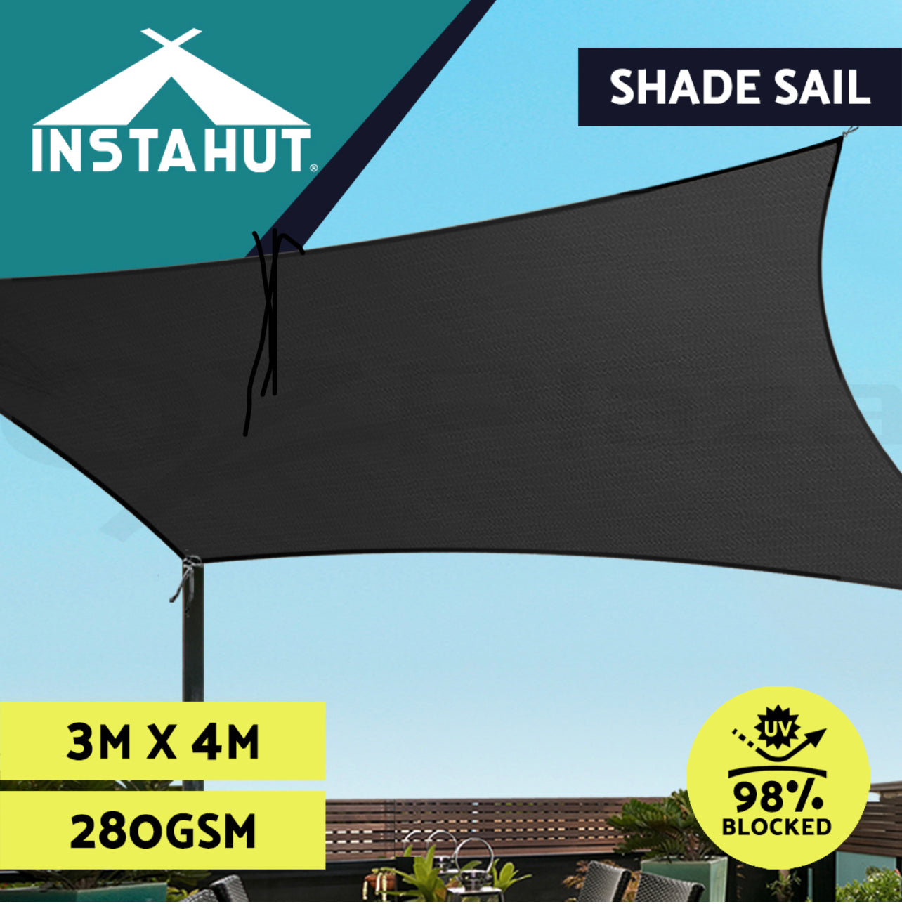 Instahut Shade Sail Cloth Rectangle Sun Awning Shadecloth Heavy Canopy 280gsm