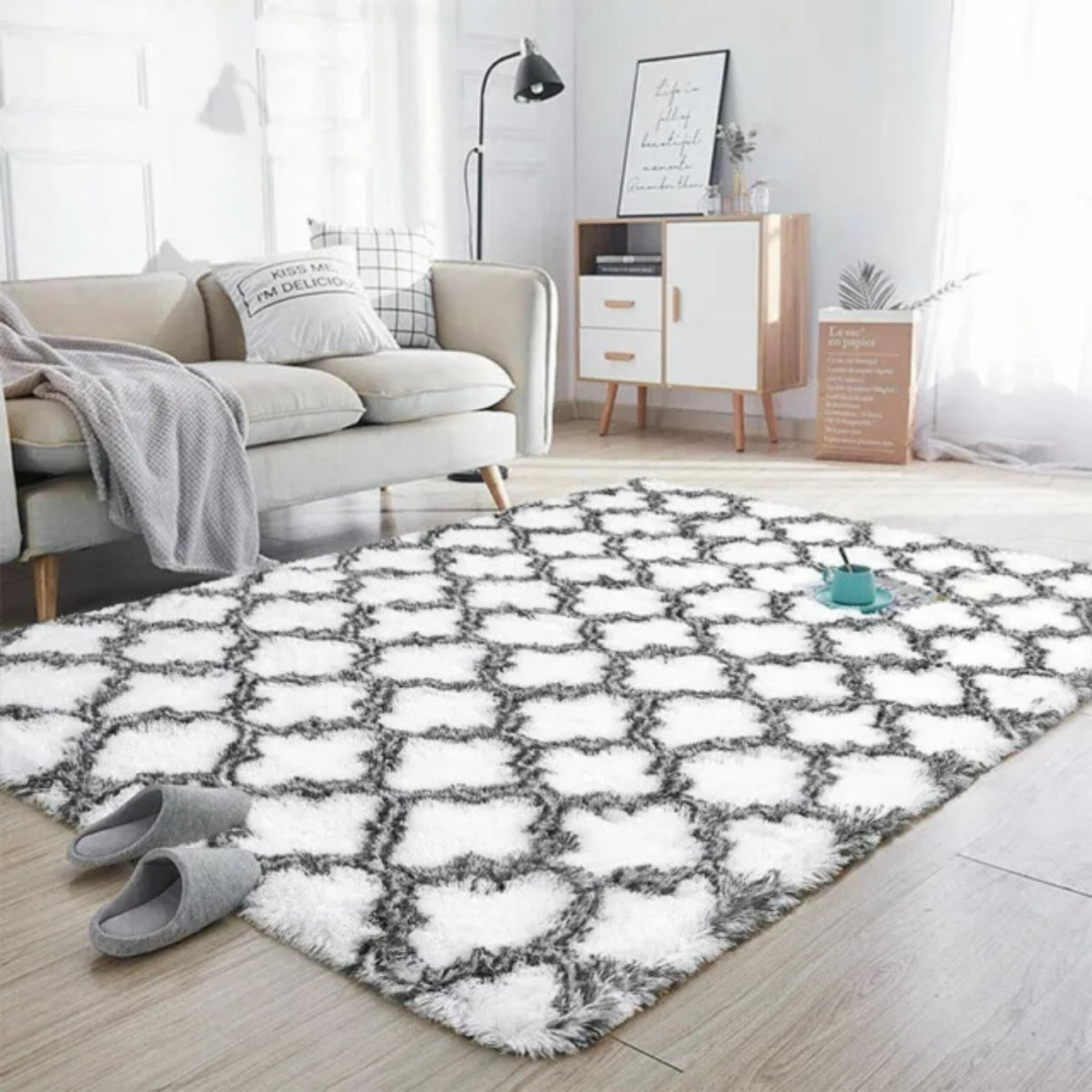 Rectangle Area Rugs Soft Fluffy Shaggy Carpet Bedroom Living Room Floor Pads Mat