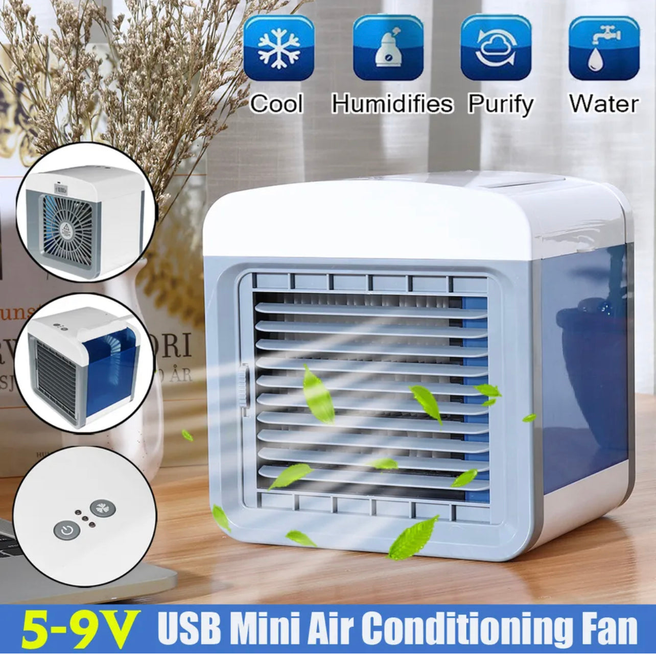 Portable Mini Air Cooler Fan Air Conditioner Cooling Fan Humidifier Desk USB Fan