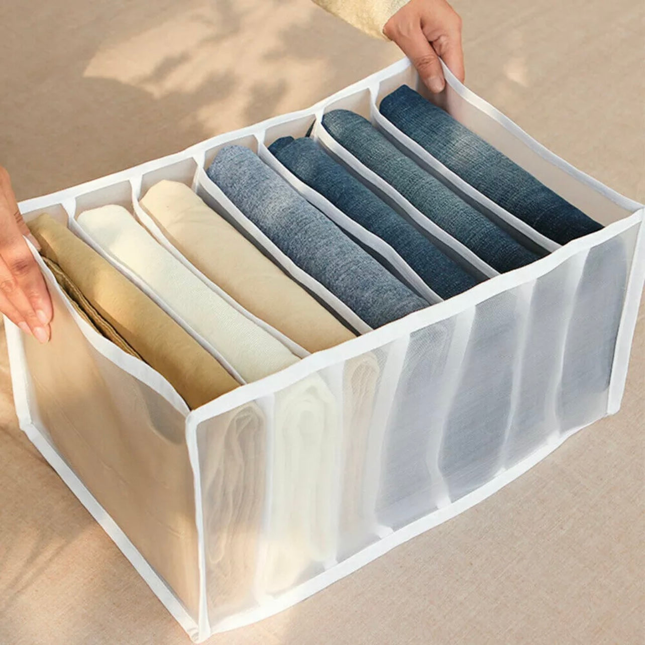 7 Grids Mesh Storage Bag Clothes Jeans Pants Drawer Organizer Boxes Foldable AU