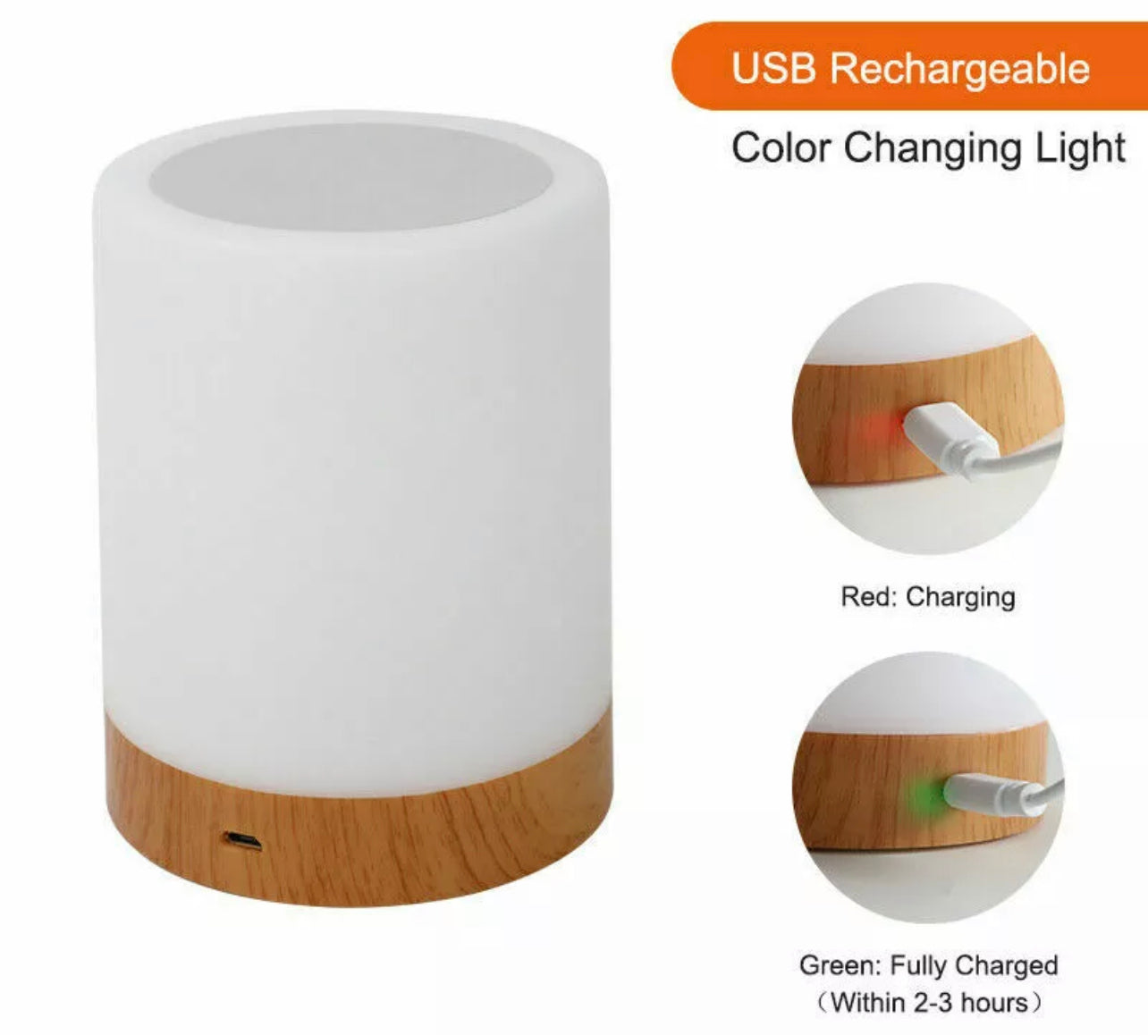 7 Color RGB Touch Night Light LED Lamp Mood Dimmable Bedside USB Rechargeable