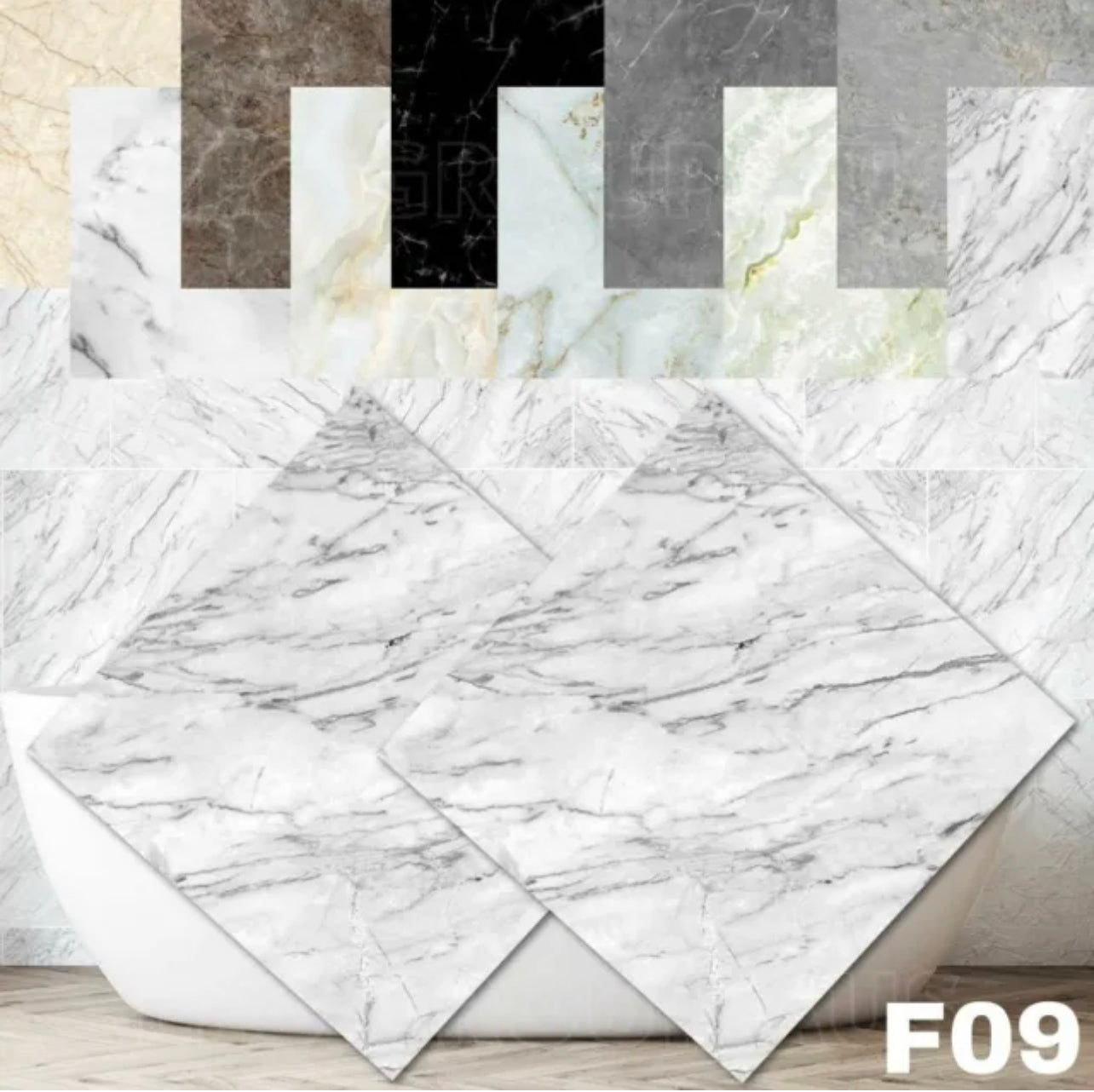 Marble Wall Floor Tile Stickers Waterproof Wallpaper Removable Bathroom Kitchen