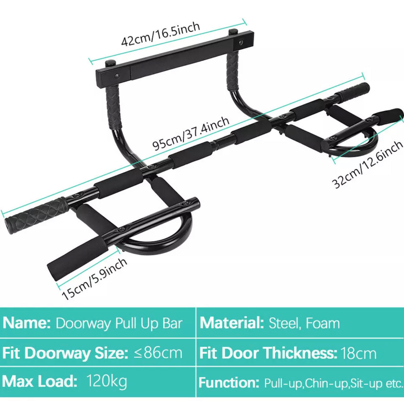 Pull Up Bar Doorway Chin Abs Exercise Home Gym Fitness Strength Workout Indoor