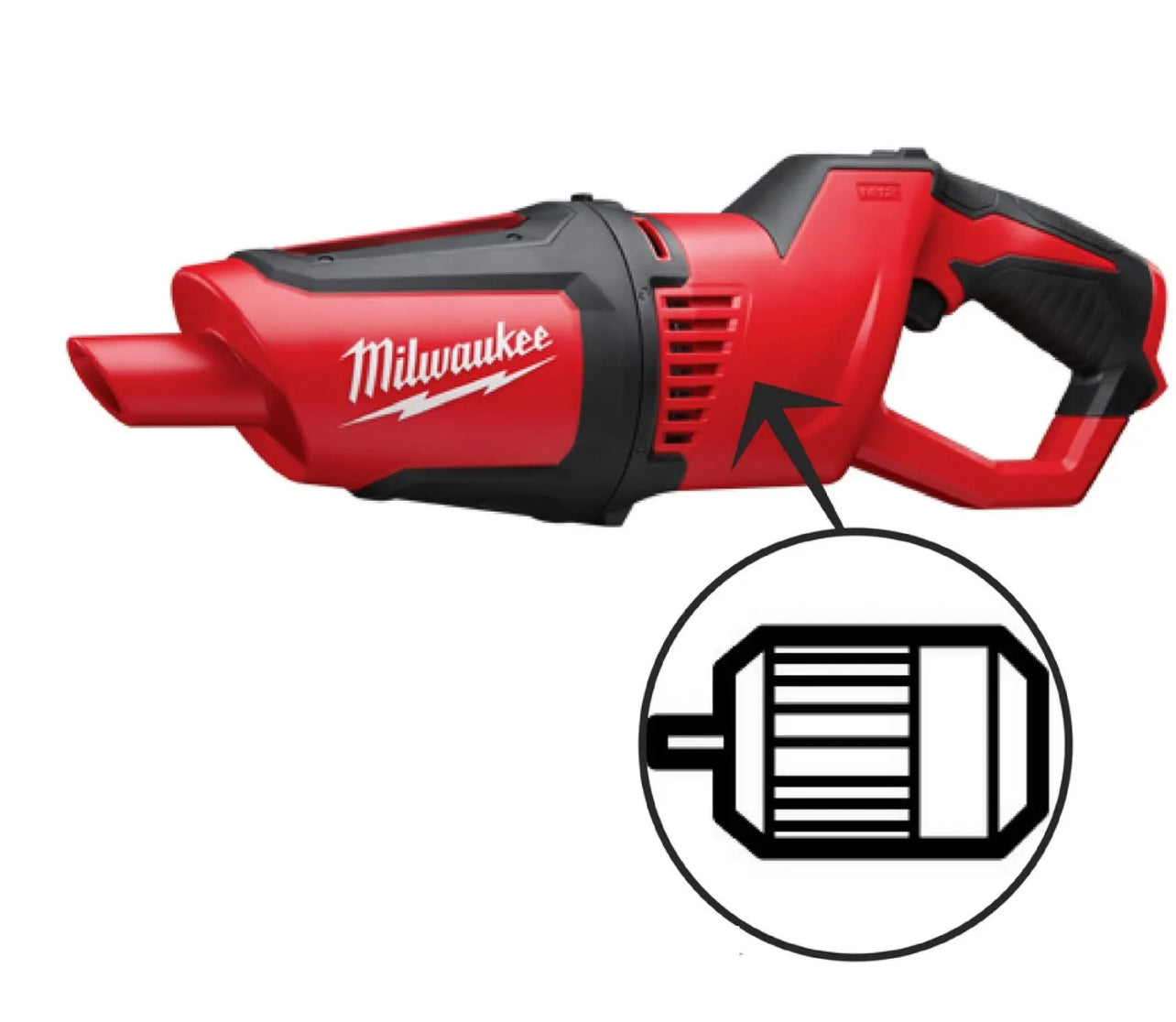 Milwaukee Compact Vacuum Skin 12V M12HV-0 Crevice Tool Cleaner Reusable Filter