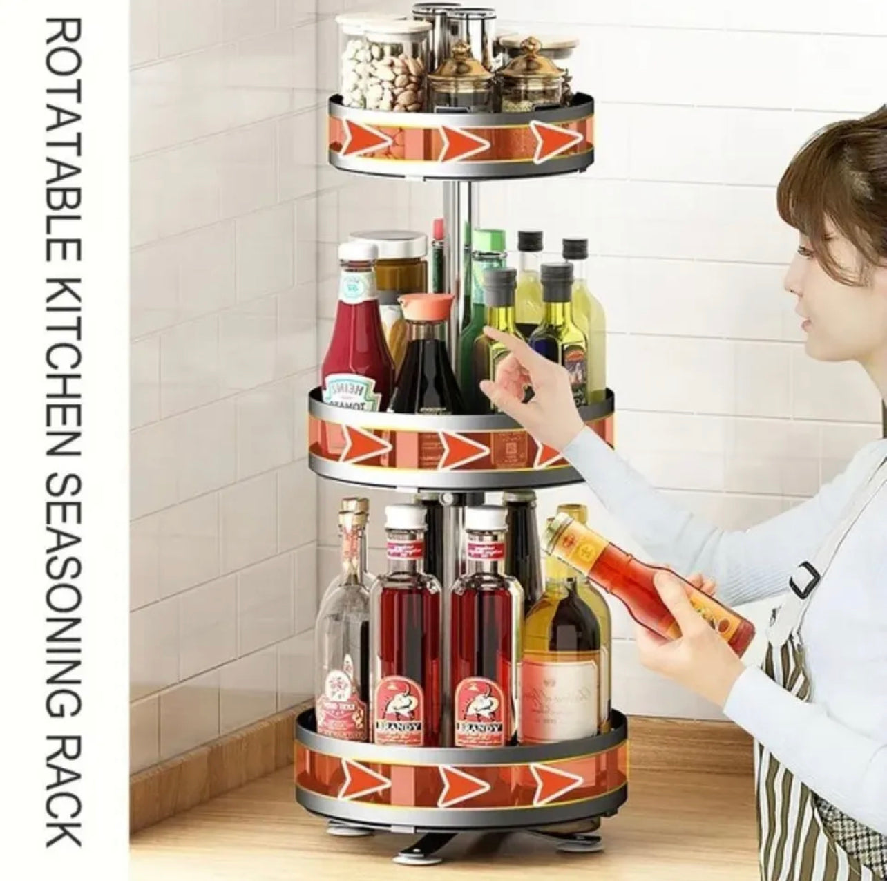 Viviendo Square Rotating Kitchen Storage Spice Organiser Rack Pantry Bathroom