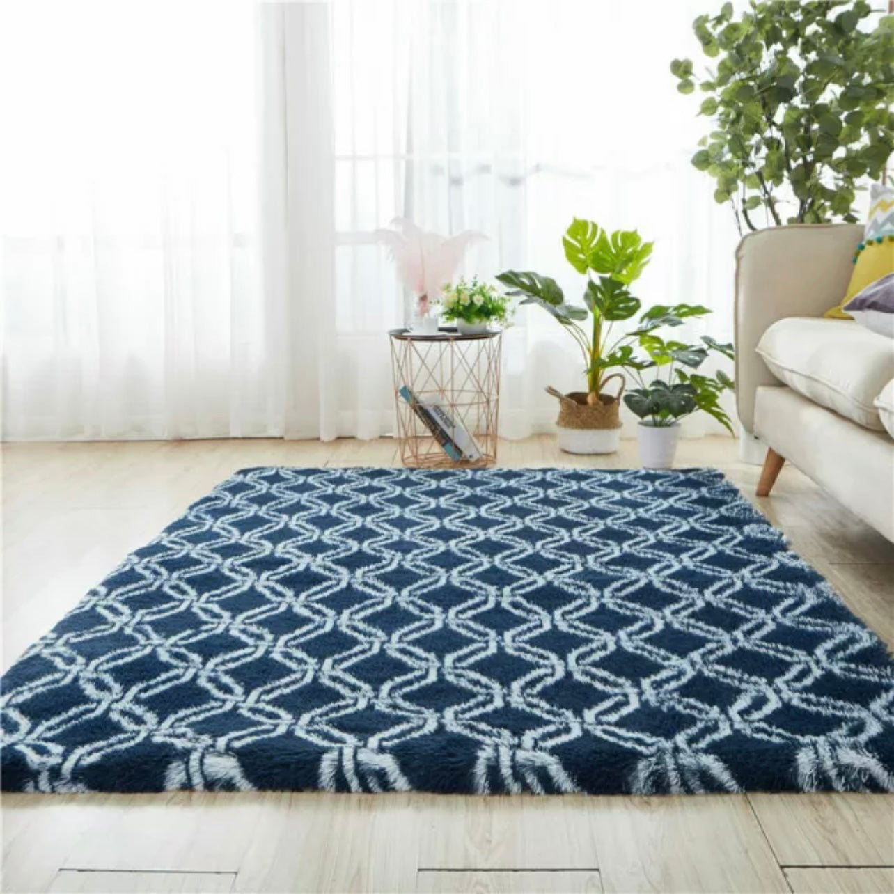 Rectangle Area Rugs Soft Fluffy Shaggy Carpet Bedroom Living Room Floor Pads Mat