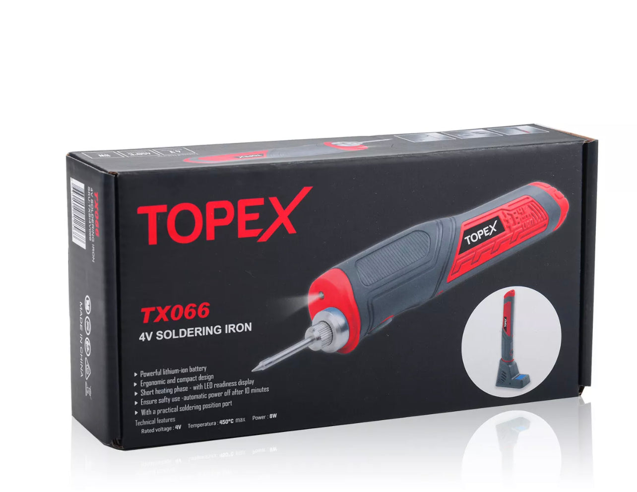 TOPEX 8W 4V Max Cordless Soldering Iron Rechargeable with Lithium-Ion Battery