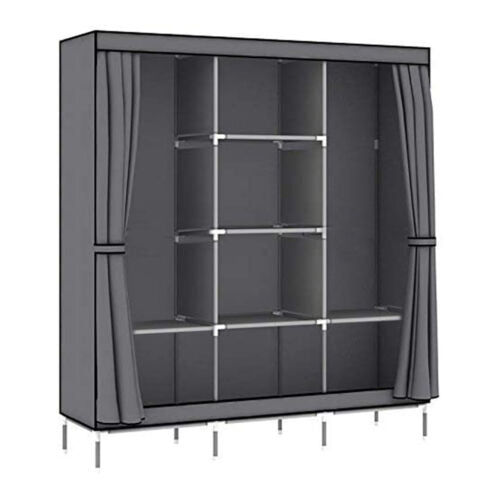 Large Portable Clothes Closet Canvas Wardrobe Storage Organizer with Shelves AU