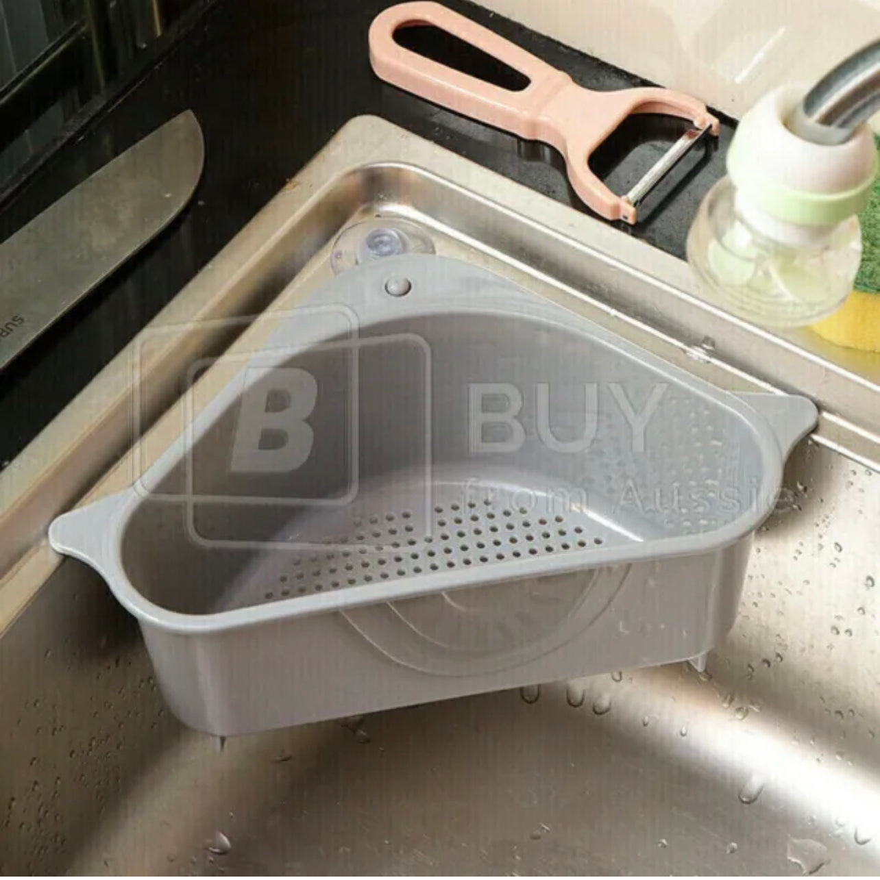 Triangle Sink Kitchen Storage Drain Basket Rack Shelf Holder Strainer Organizer +free filter bag