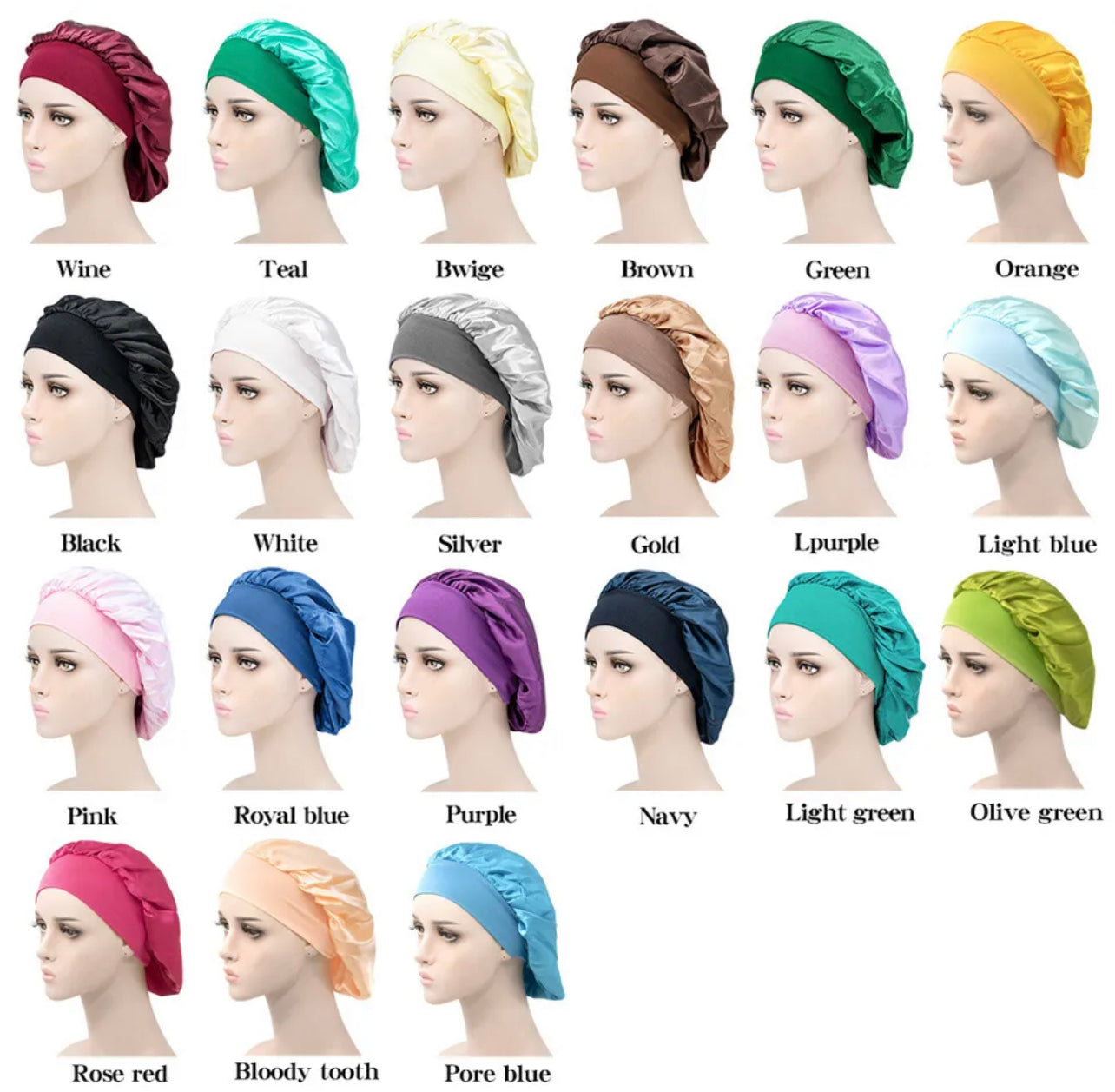 Sleeping Bonnet Hair Wrap Silk Satin Cap Women Elastic Night Soft Hat Headwear