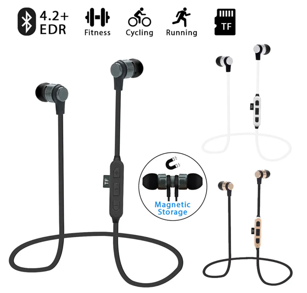 Sweatproof Wireless Bluetooth Earphones Headphones Sport Gym