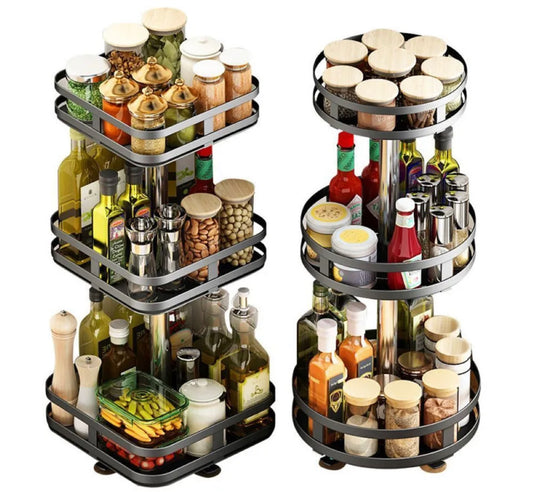 Viviendo Square Rotating Kitchen Storage Spice Organiser Rack Pantry Bathroom