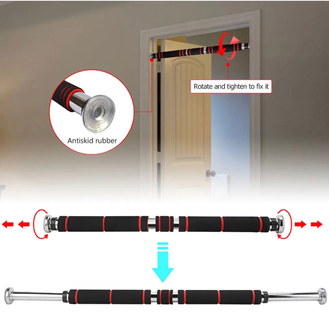 Pull Up Bar Doorway Chin Abs Exercise Home Gym Fitness Strength Workout Indoor