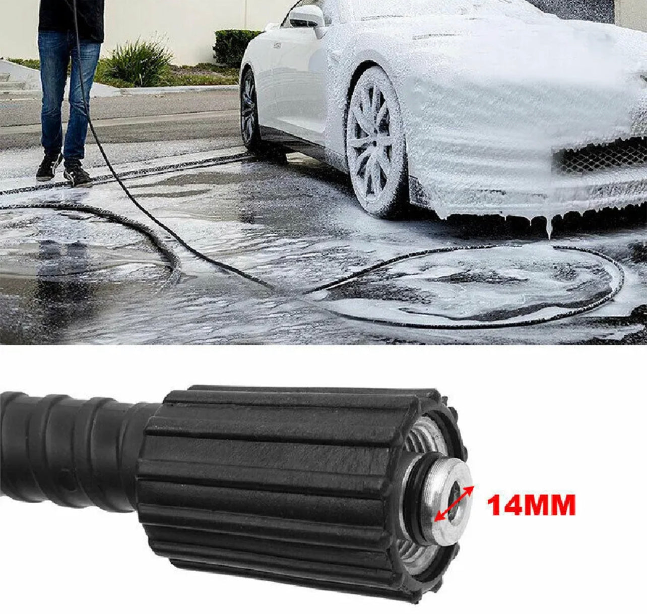 20M High Pressure Washer Hose 14mm Connect Water Cleaner Cleaning Replacing Pipe