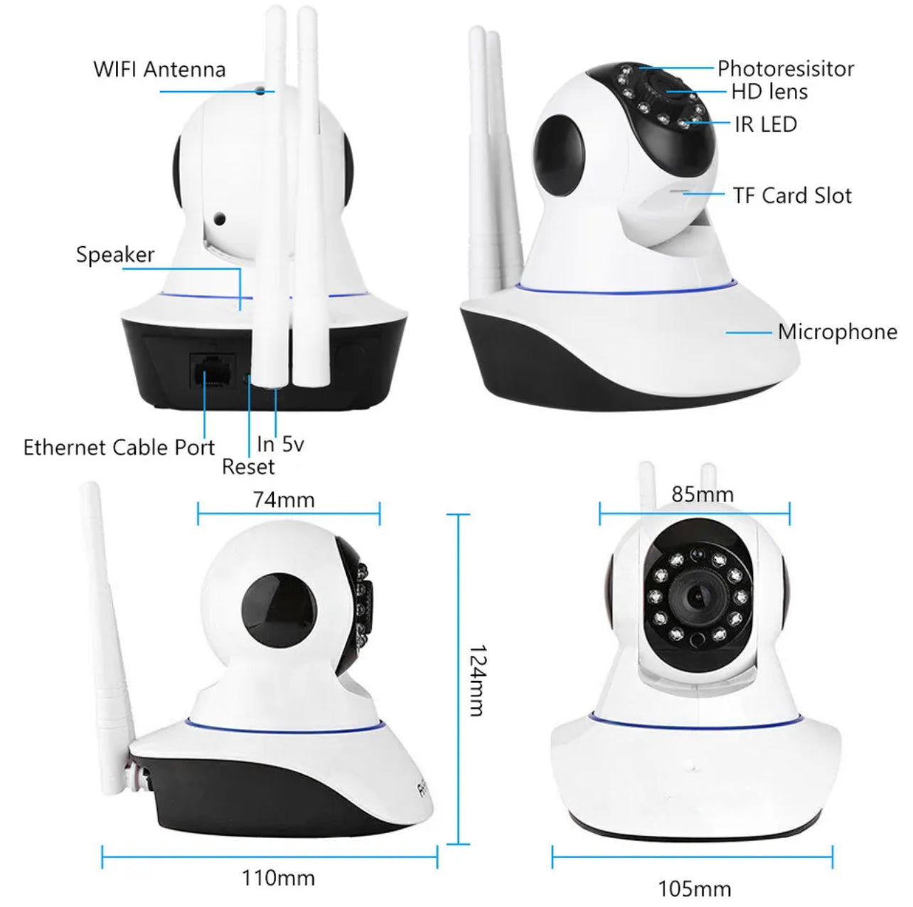 WiFi Security Camera Wireless Baby Monitor HD IP Home Surveillance CCTV System