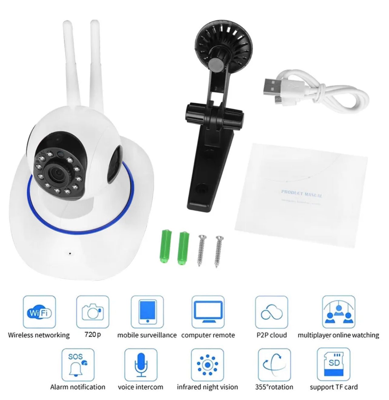 WiFi Security Camera Wireless Baby Monitor HD IP Home Surveillance CCTV System