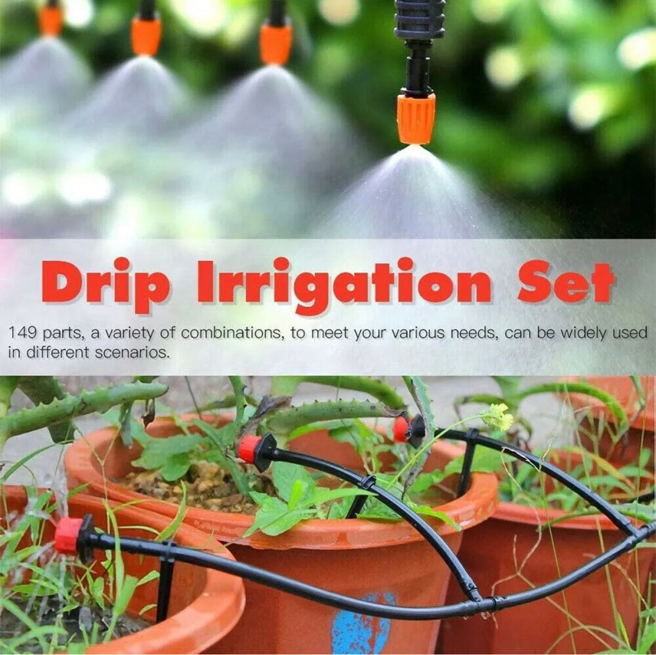 50M Hose Garden Irrigation System with Timer Plant Watering DIY Micro Drip Kits