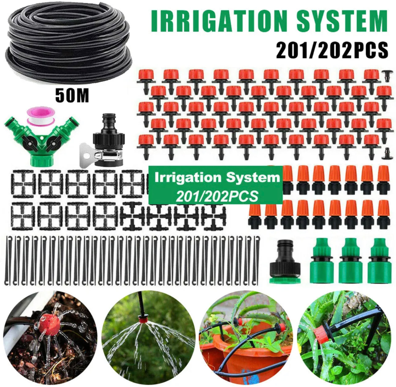 50M Hose Garden Irrigation System with Timer Plant Watering DIY Micro Drip Kits