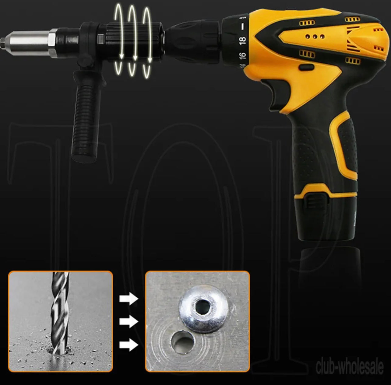 Electric Rivet Pop Gun Adaptor Cordless Drill Nut Riveting Riveter Insert Tool