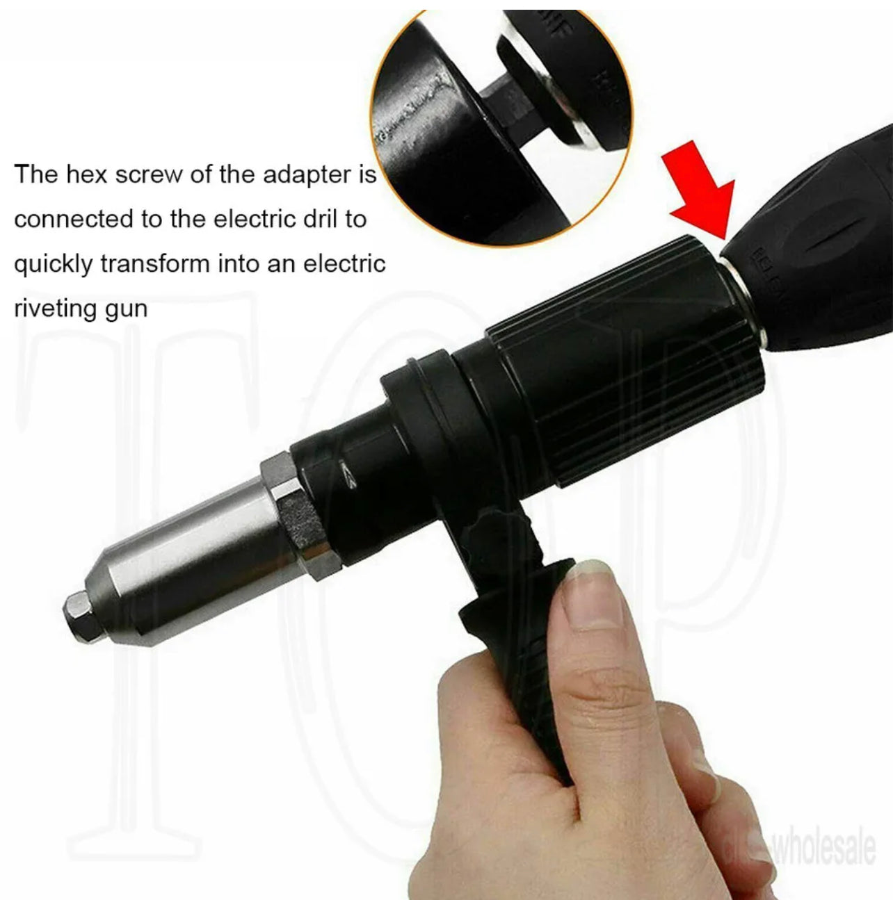 Electric Rivet Pop Gun Adaptor Cordless Drill Nut Riveting Riveter Insert Tool